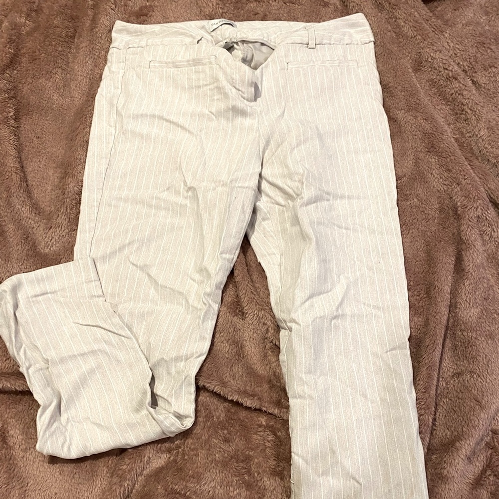 Cream white stripe work pants